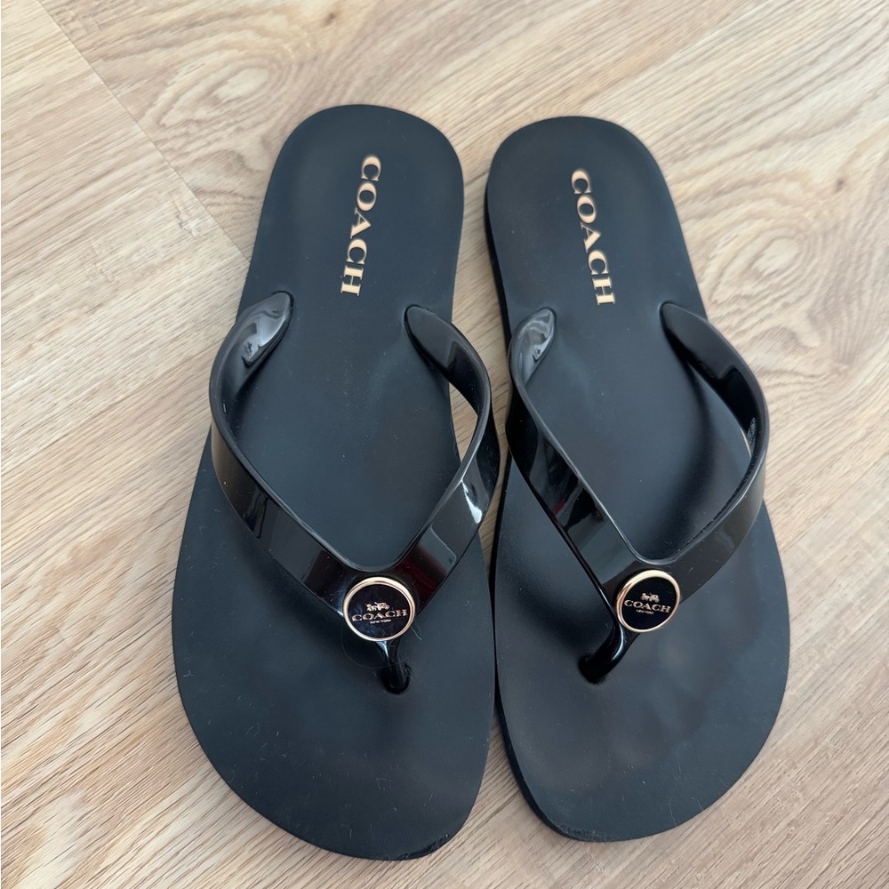 Coach Black Flip Flops